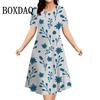 3D Butterfly Flowers Print Women's Dresses Summer Short Sleeve Clothing Casual Female Dress Retro Loose Plus Size Dress 2026 9XL