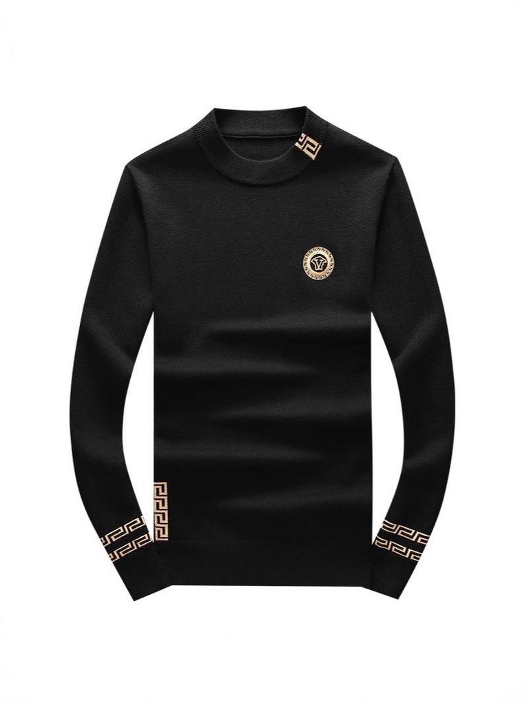 European Trend: Men's Embroidered Wool Sweater - Autumn/Winter Long Sleeve Knit Pullover