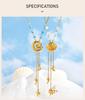 Ocean Style Y Necklace,18K Gold Plated Stainless Steel,Turquoise Paperclip Chain Dolphin Starfish Tassel Jewelry Waterproof