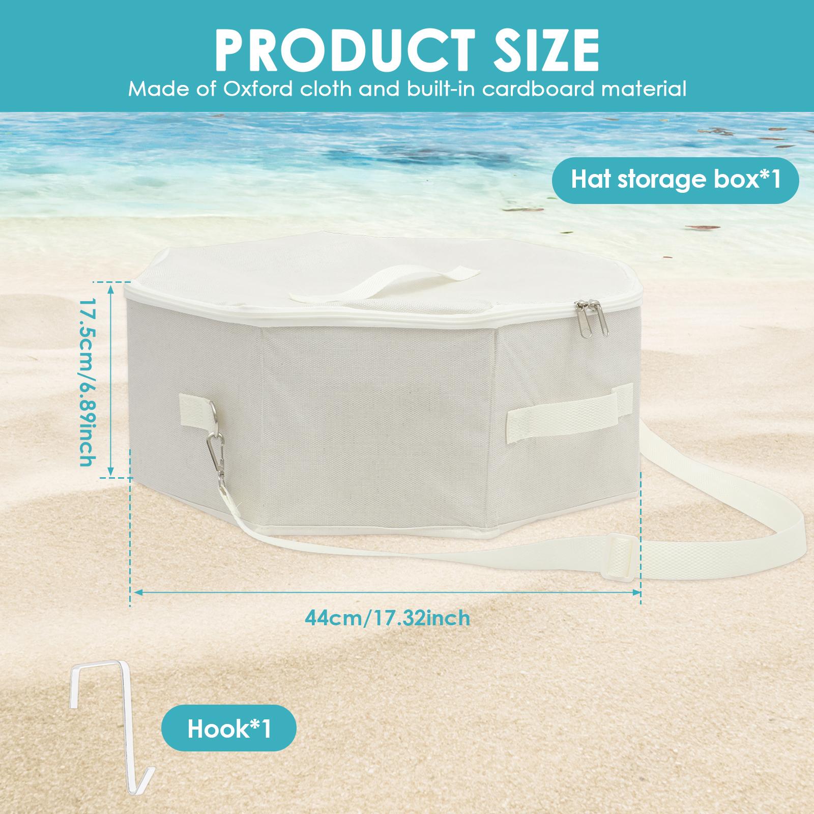 

Hat Storage Box Large Capacity Hat Travel Case Dustproof Cap Organizer with Metal Hook Portable Hat Box for Home Bedroom Closet покинуть белый