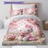 Hello Kitty Cute Pattern Bedding,Quilt Set Quilt Cover Pillowcase Home Birthday Gift(1 * Duvet Cover + 2 * Pillowcase, Without Core)
