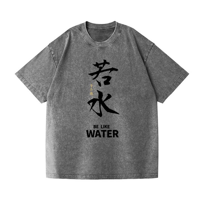 Letní T-shirty z těžké prané bavlny Ležérní volné Vodní Vintage japonský design Tričko Streetwear Čínské topy