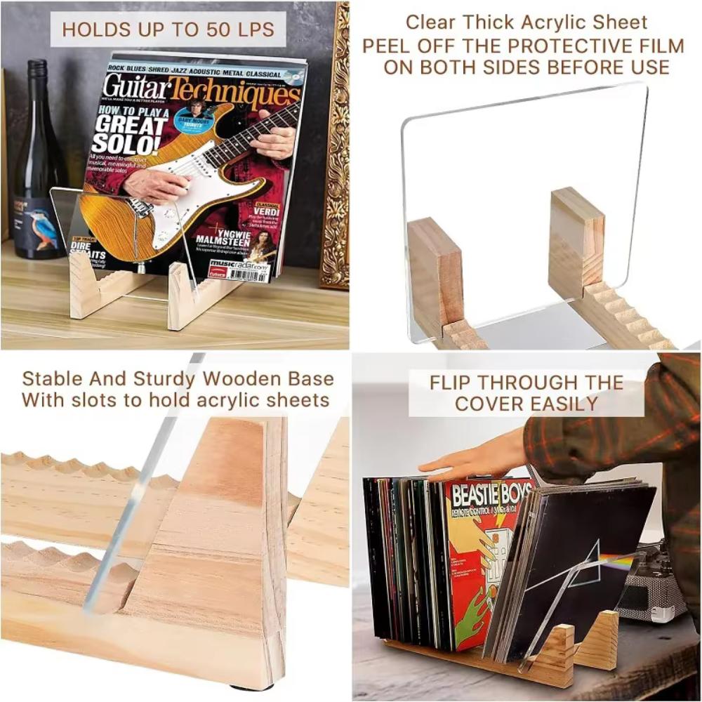 Foldable Wooden CD Rack Handmade Desktop Display Stand Record Storage Holder  Coffee Table