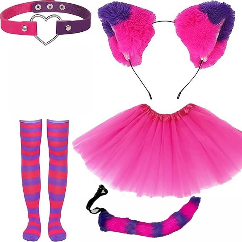 Cat Ear Headband With Tail Set Cosplay Costume Accessories Anime Kawaii Girl Party Outfit