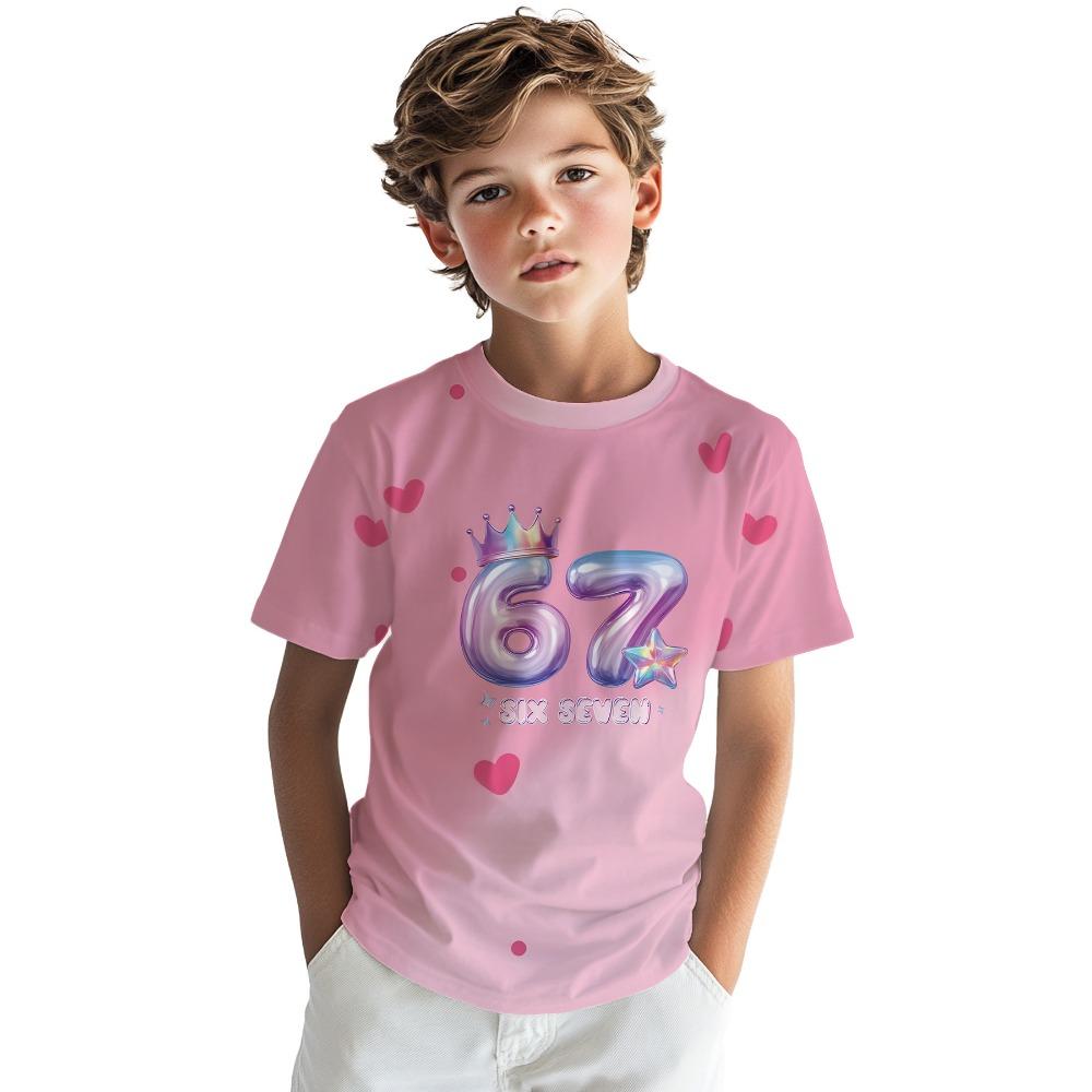 Boys T-shirt 3D digital printing cute animal T-shirt versatile fashion casual T-shirt 100