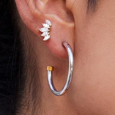 Jiedin European and American Stainless Steel Circle Earrings, Stud Earrings, Non-fading Earrings, Titanium Steel Jewelry