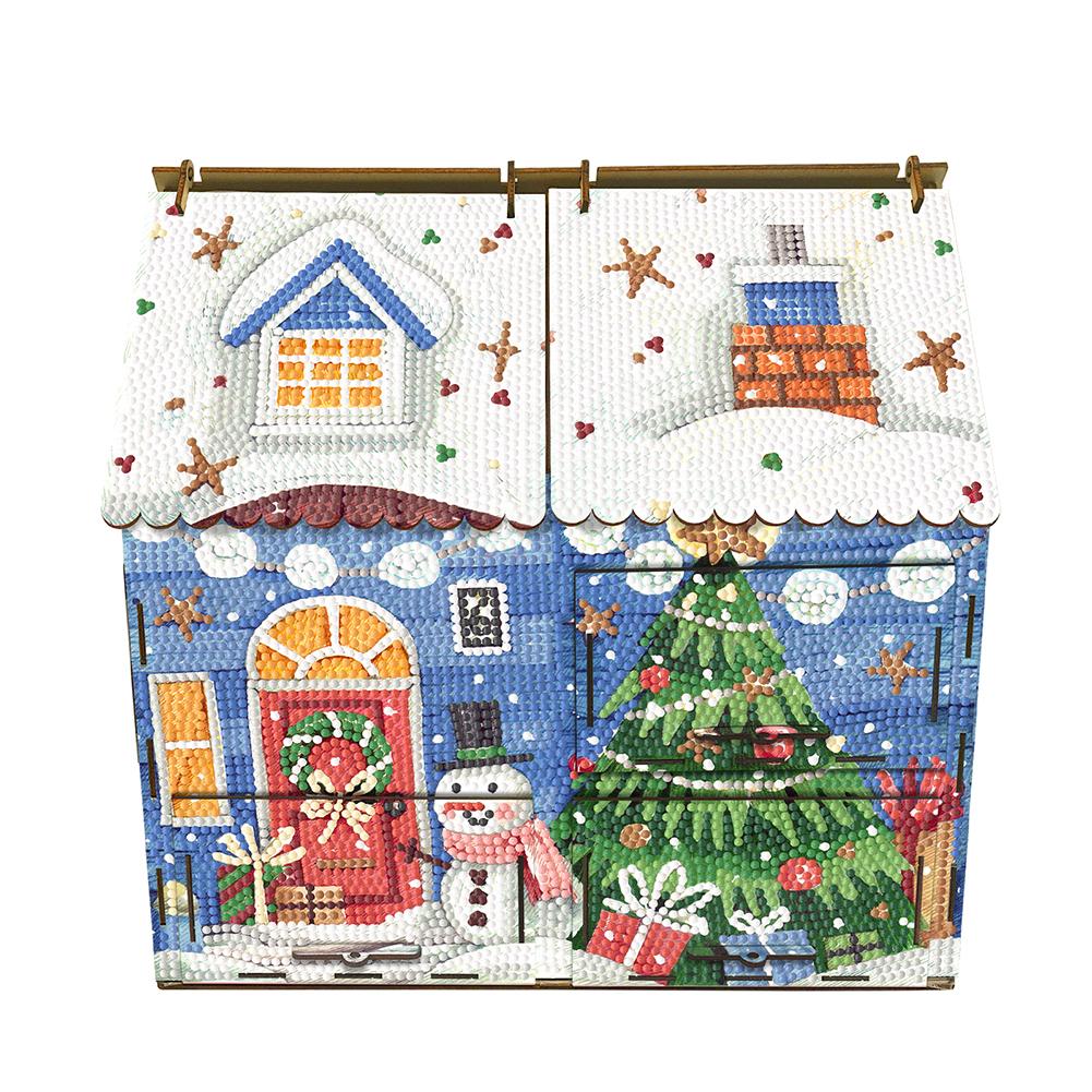 

Christmas Diamond Painting 3D Puzzle Decors Wooden Diamond Painting 3D House Ornaments Kit Exquisite Snowman Bedroom Table Decor