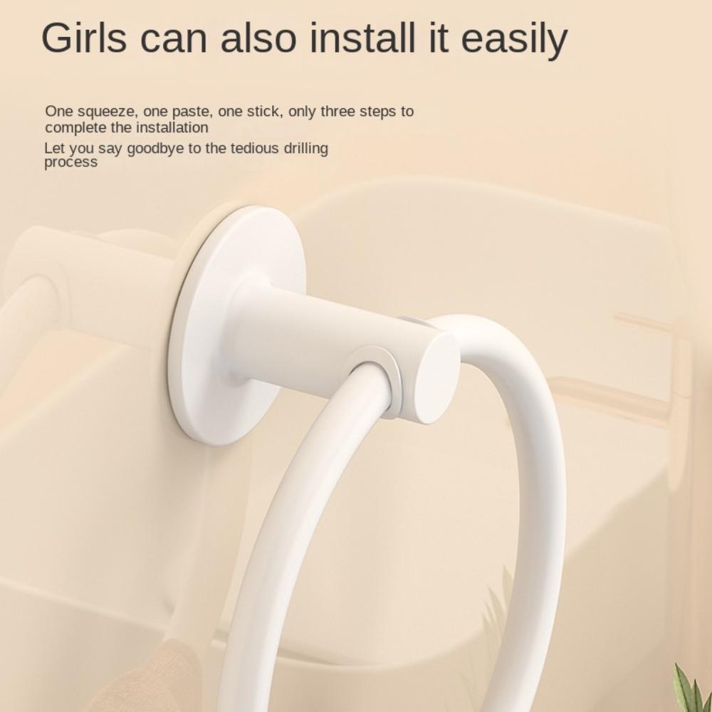 Save Space Towel Ring Hangers Wall Mounted Hand Towel Ring Modern Punch Free Towel Ring  Bathroom