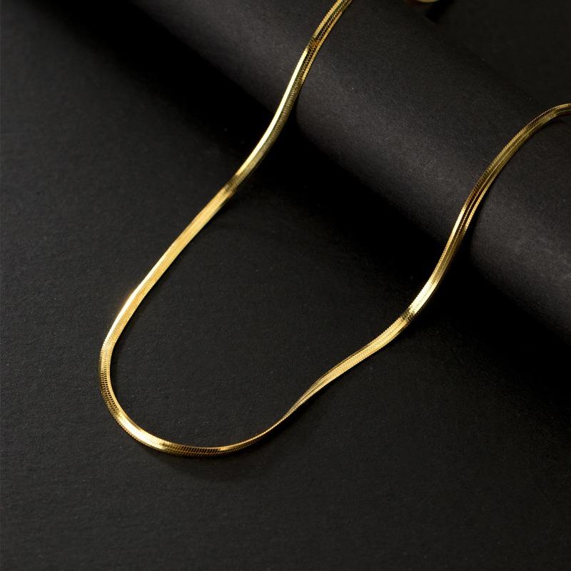 Короткое колье из серебра S925, плоская змеиная кость, японская и корейская версия, геометричное, с индивидуальностью и темпераментом, женское 925 Silver
