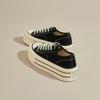 Platform Canvas Shoes New Autumn Retro Soft-soled Muffin Heightening Board Shoes Black Shoes Spring and Autumn