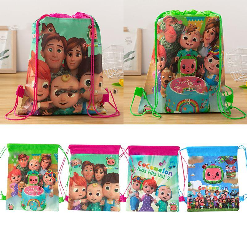 Cocomelon Drawstring Bag Backpack For Kids Featuring Stain-resistant Non-woven Fabric