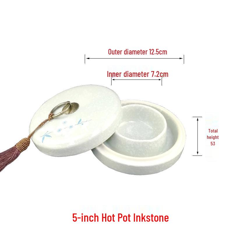 Multi-Purpose Inkwell Set: Includes Inkstone with Lid, Ink Stick, Brush Rest, Ink Sea, Ceramic Inkwell, Ink Box, and Ink Dish.
