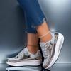 Fashion Mesh Platform Shoes for Women Lace-up Breathable Wedges Height-increasing Casual Walking Footwear for Traveling Working