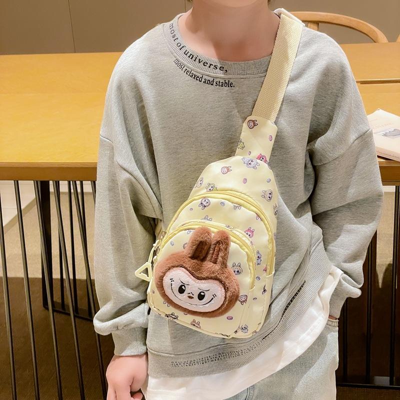 Lightweight And Fashionable Cartoon Kids Sling Bag With Soft Plush Accents For Occasion Any