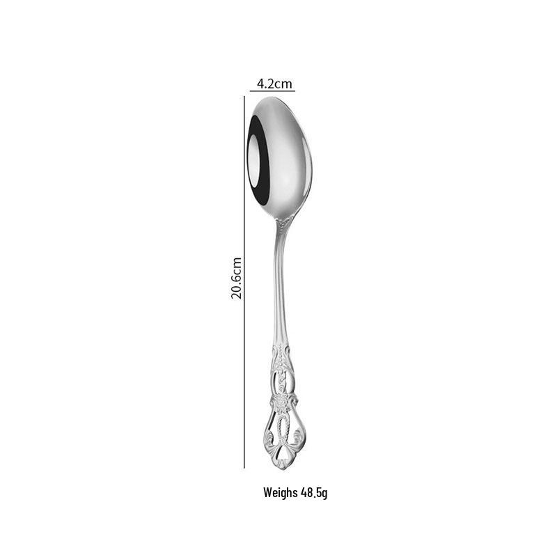 Royal Court Nordic Light Luxury Stainless Steel Cutlery Set - Silver Hollowed-out Knife, Fork & Spoon