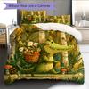 Forest Cartoon Animals Pattern Bedding Quilt Set  Home Decoration  Gift (1 * duvet cover + 2 * pillowcase  without core)