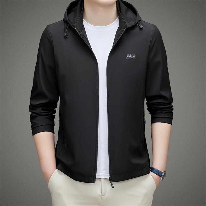 

Men s Versatile Solid Color Hooded Jacket 180/XL