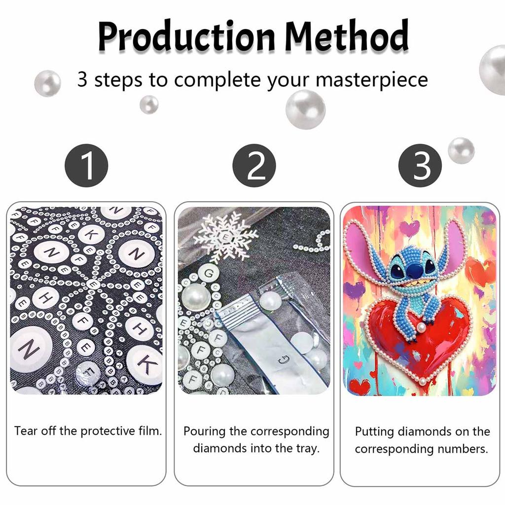 Disney Stitch Pearl Painting Handmade DIY Pearl Art Painting Simple Living Room Hanging Painting Decoration