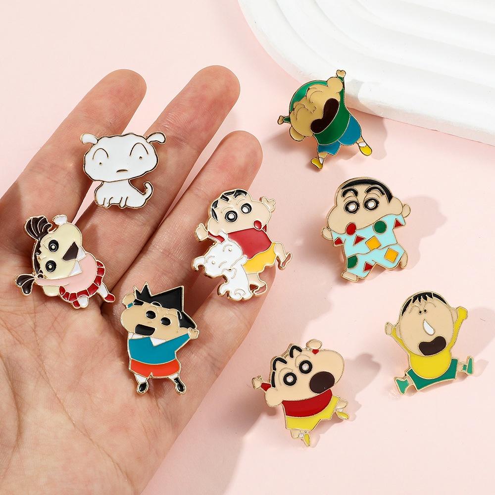 Cute Crayon Shin-chan Metal Badge Cartoon Character Backpack Accessory Wholesale