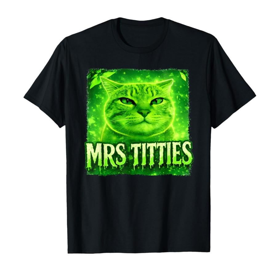 

Mrs Titties Funny Cat Meme Graphic Cat Lovers T-shirt For Men Women 100% Cotton T Shirts Short Sleeve Tops 0212-1 - Men s Sum... S разноцветный