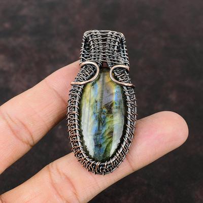 Labradorite Pendant Copper Wire Wrapped Pendant Gemstone Copper Jewelry Handmade Pendant Gift For Her & Mother Labradorite Pendant Jewelry