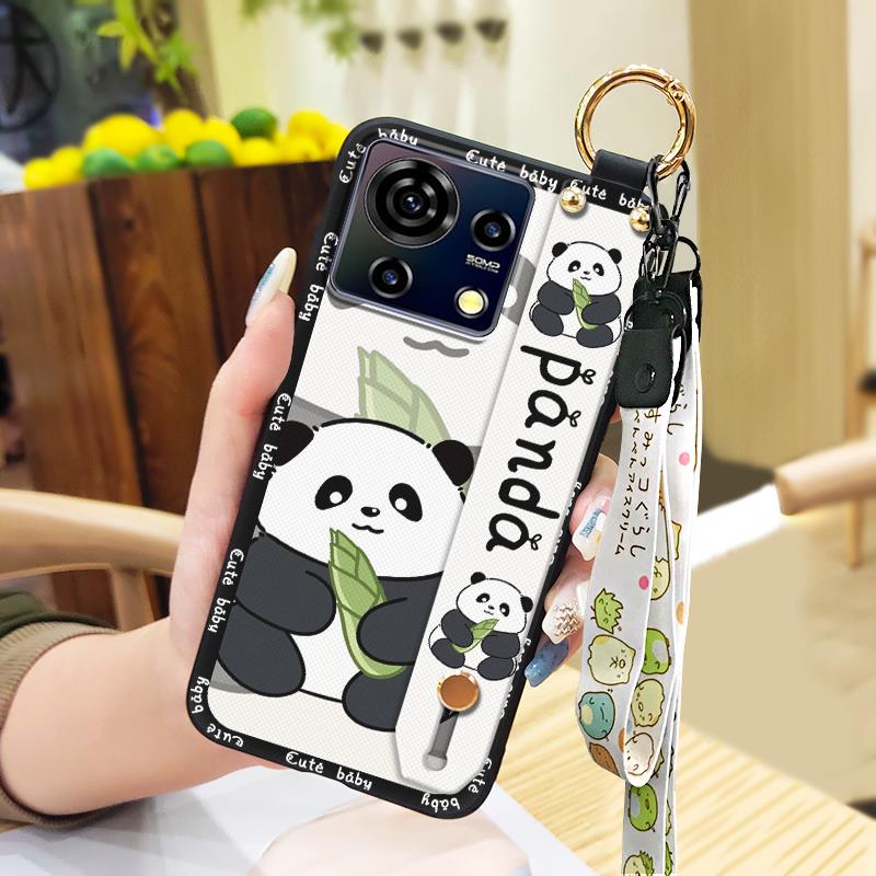 Cute Lanyard Phone Case For ZTE Blade V50 Vita Back Cover Durable Kickstand Fashion Design Waterproof Wristband Ring