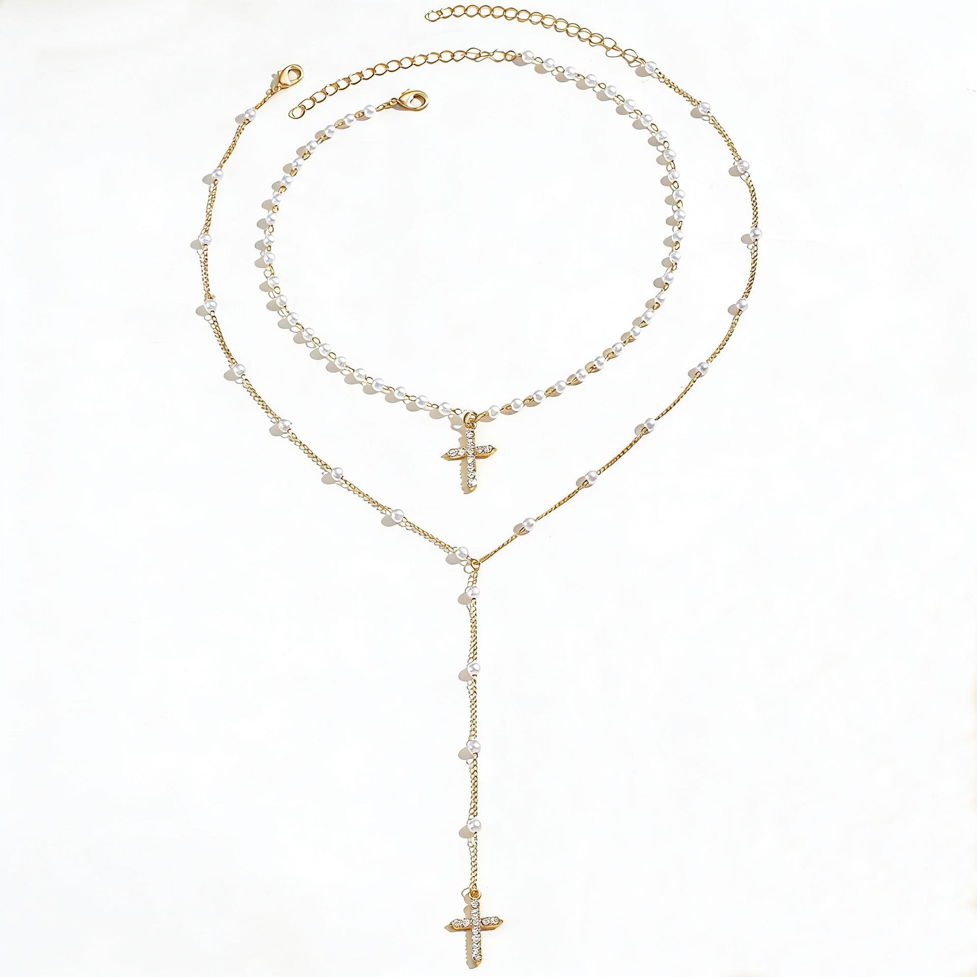 

Versatile Diamond Necklace Niche Collarbone Chain Beaded Girls Multi-layer Y-chain Jewelry