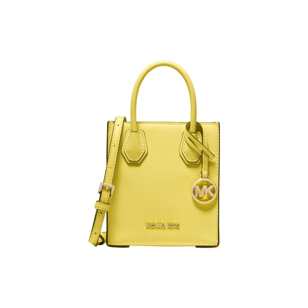 New MICHAEL KORS Mercer Leather Handbag, Trunk Bag, Shoulder Bag, Crossbody Bag Mini Women's Yellow Cream 35S1GM9T0L-SUNSHINE