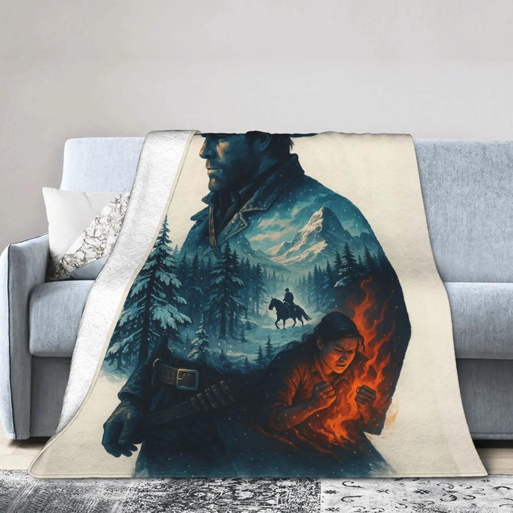 Arthur Morgan RDR Video Game Flannel Blanket Super Soft Winter Bedding Throw for Boys Girls Outdoor Fun Bedspread Cover