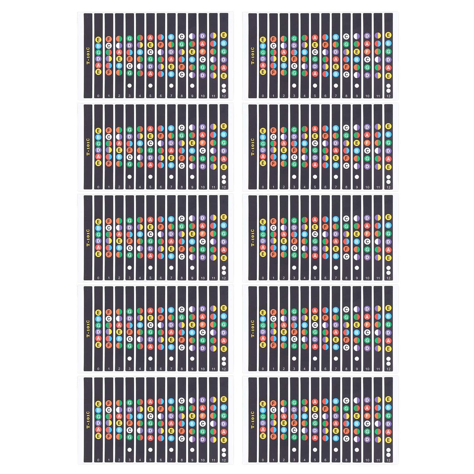 10 Vel Gitaar Fretboard Stickers Vingerbord Frets Gecodeerde Noten Schaal Decals voor Beginner Lrner Oefening