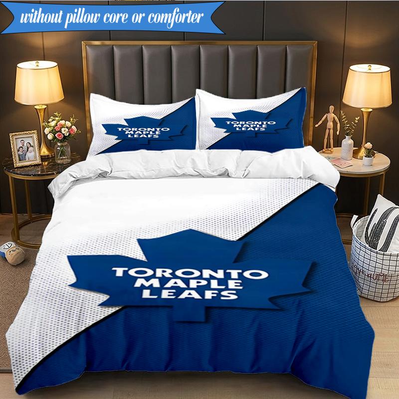 3PCS Toronto Leafs Logo Bedding Set,Including 1pc Duvet Cover And 2pcs Pillowcases Perfect for Bedroom, Dormitory, Fan Christmas Gift