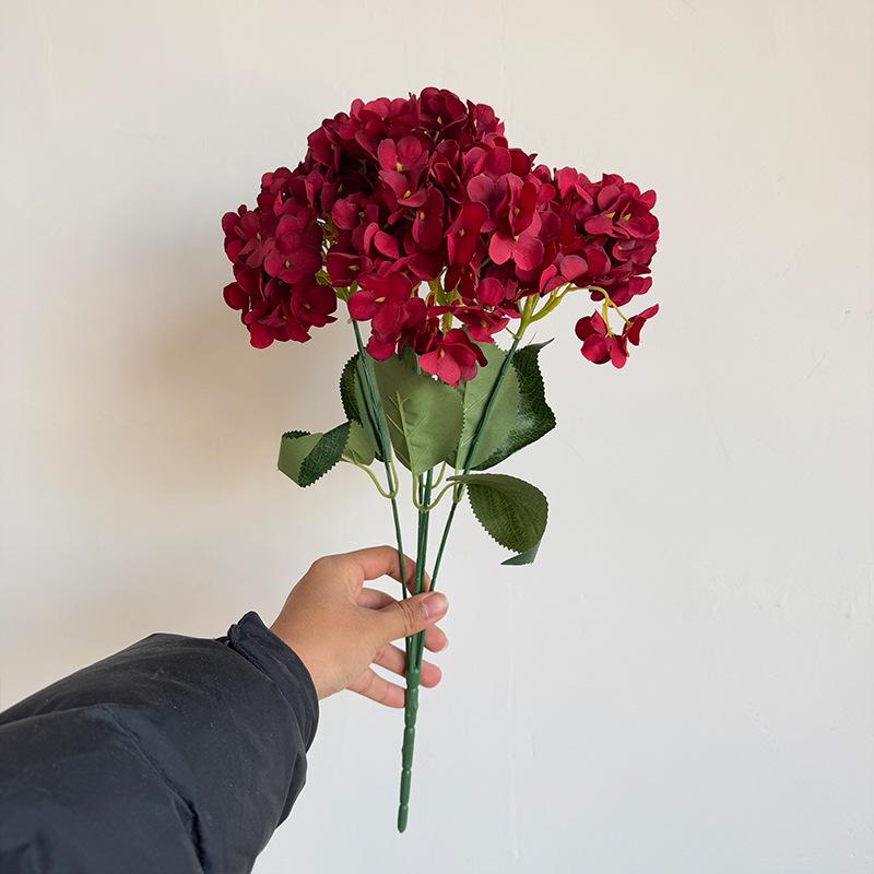 5-Head Silk Hydrangea Fake Flowers for Wedding Décor and Home Arrangements