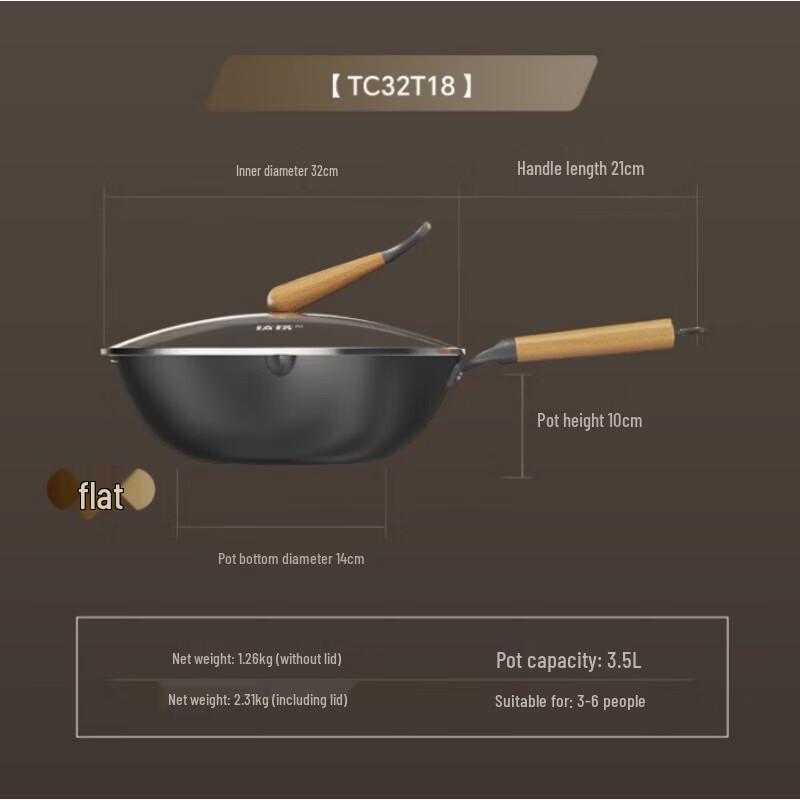 Sanhe Nitrided Titanium-Iron Non-Stick Wok