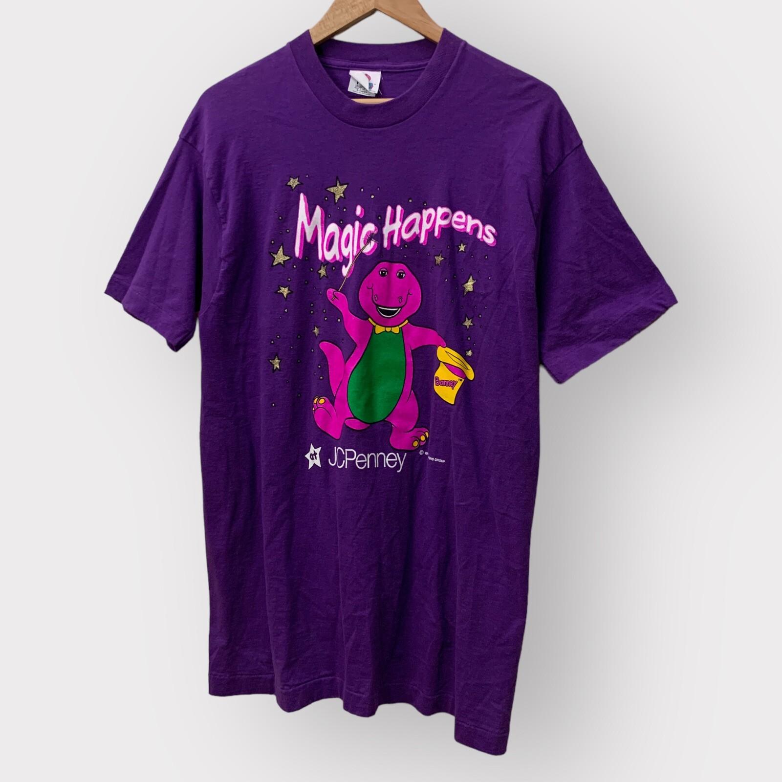 New Vintage 1993 Barney Magic Happens The Dinosaur XL Shirt USA S