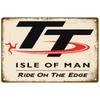 Tt Of Races Poster Vintage Isle of Man Segno di Latta Competizione Motociclistica da Corsa Retrò Placca in Metallo Arrugginito Shabby Decorazione per la Casa