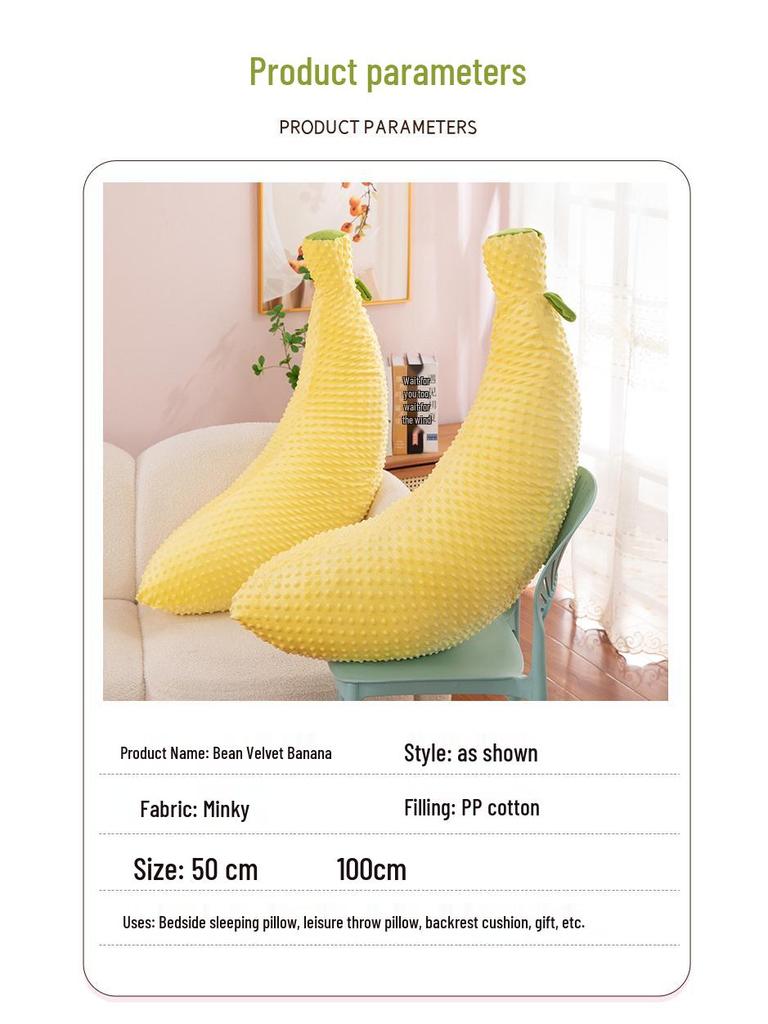 Oreiller en Peluche Banane Ultra Doux - Velours Côté Dormeur & Dossier Jouet en Peluche
