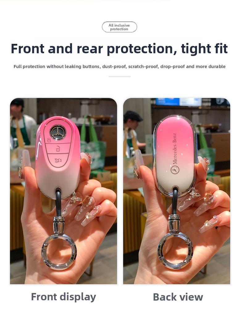 TPU Car Key Case Cover Shell For Mercedes Benz 2021 C S Class W223 W206 S350L S400L S450L S500L Protector keychain Accessories ZS4