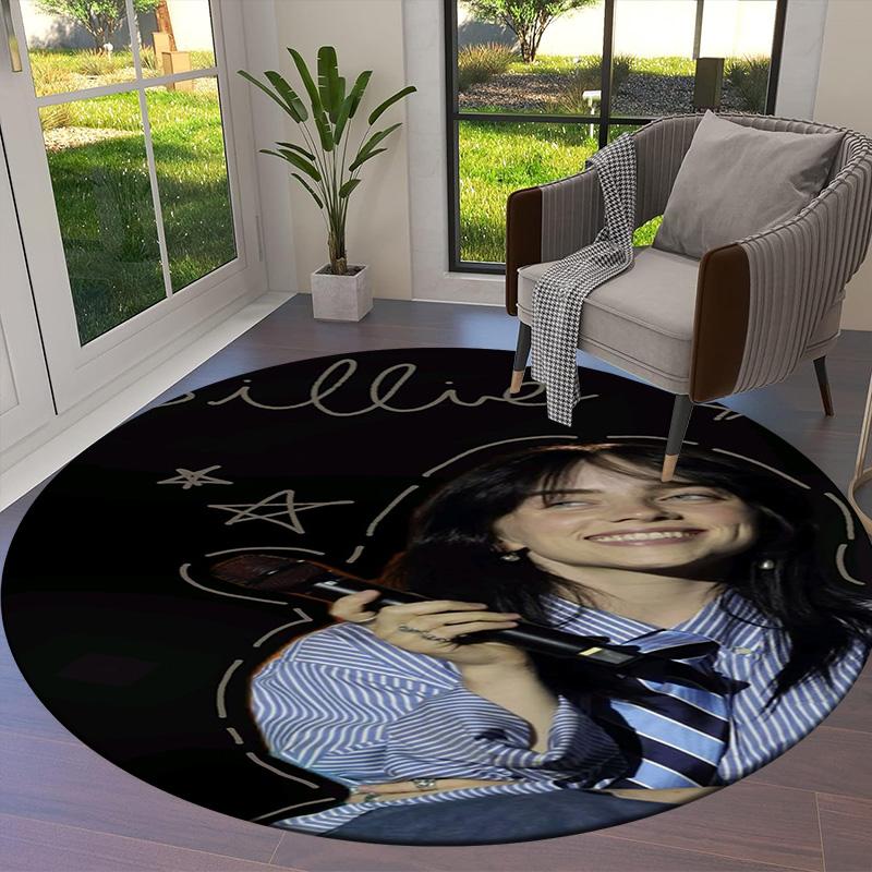 Billie Eilish Round Area Rug,Carpet Rug for Living Room Bedroom Sofa Playroom Decor,Non-slip Floor Mat