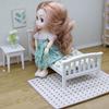 1 Piece 1:12 Dollhouse Accessories Miniature Floral Single Bed Model Mini Furniture Bedroom Micro Scene Decoration