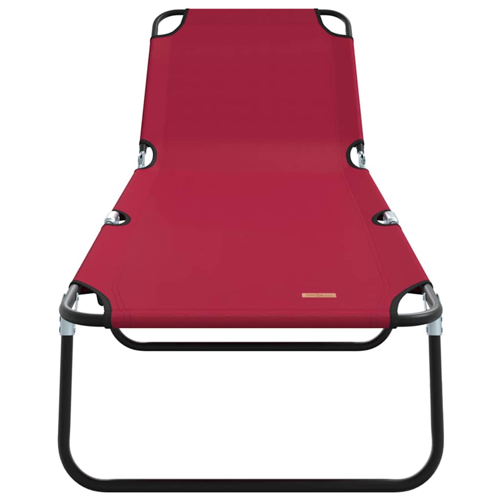 Folding Sun Lounger Red 188 x 57 x 86.5 cm Polyester