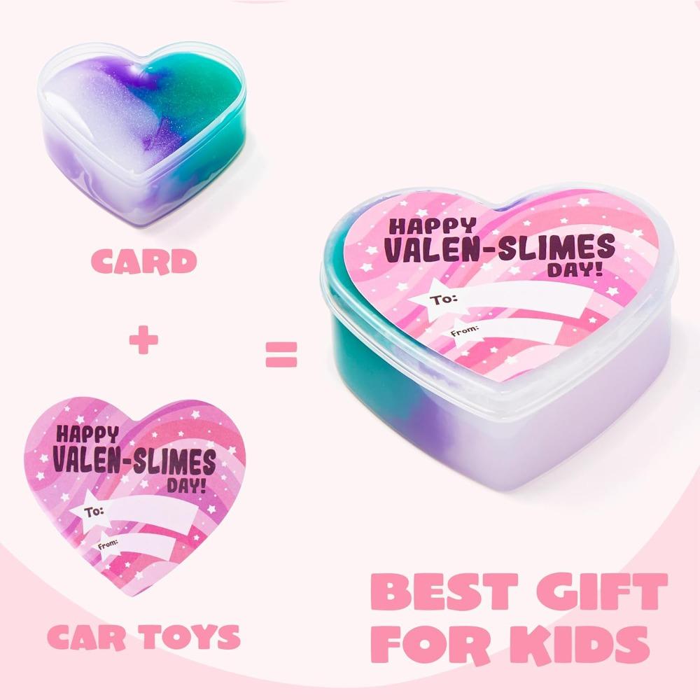 JOYFY 30 Stück Valentinstag Galaxie Schleim Herzen für Kinder Valentinstag Klassenzimmer Austauschpreise Partygeschenke Valentinstagsgeschenke
