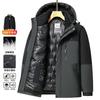 Mens Winter Down Jacket With Removable Hood Liner Light Casual Warm Coat