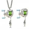 Rotatable Fishing Reel Necklace Luxury Men Neck Pendant Neck Chain Fishing Reel Ring  Fishermen