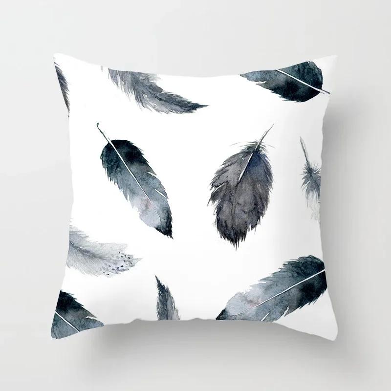 VIKAMA Minimalist Black White Cushion Cover Aesthetic Geometric Print Sofa Pillow Cover Living Room Car Soft Home Decor