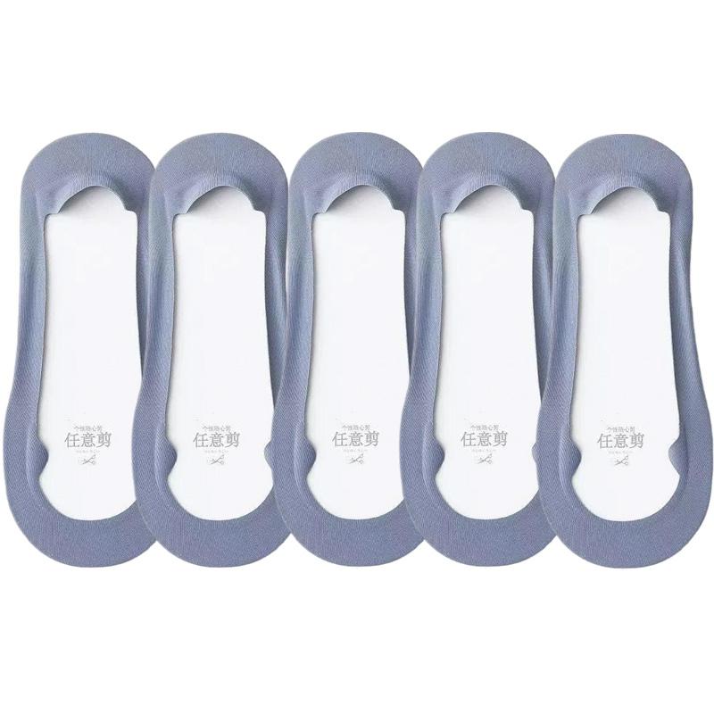 1/5pairs Fashion Women Solid Color Thin Boat Sock Summer Invisible Non Slip Absorbing Short Sock Breathable Soft Ice Silk Sock