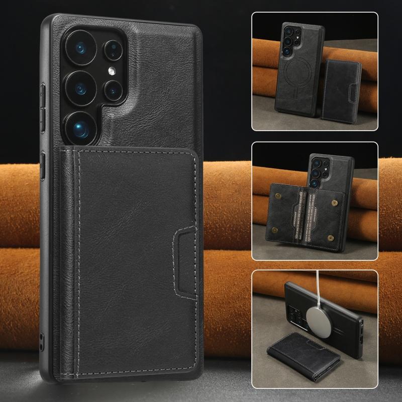 Wireless Charging Flip Leather Phone Case For Samsung Galaxy S26 Ultra S25 Plus S24 Ultra S23 Magnetic Wallet Card Cover Coque
