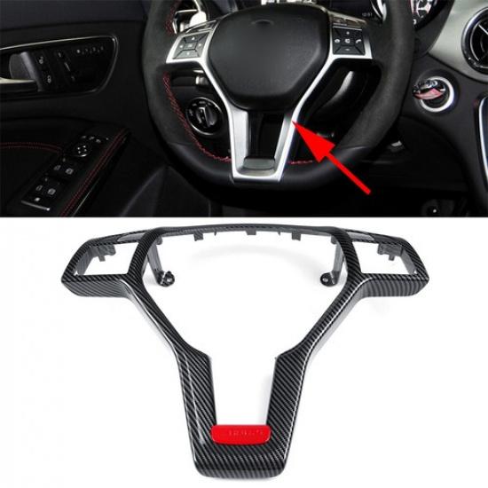 For Mercedes W204 W207 W212 C218 AMG Steering Wheel Trim Cover Carbon Fiber Look
