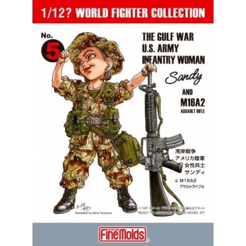 Fine Molds 1/12 World Fighter Collection US Army Female Soldier (Gulf War) Sandy & Colt M16A2 Plastic Model Kit, Unpainted Assembly Kit, FT05