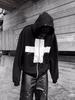 Heavyweight Patchwork Cross-Zip Hoodie - Trendy Applique Sweatshirt for Couples