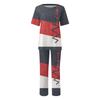 Women's Round Neck Short Sleeve Top Casual Loose Trousers Printed Two-piece Casual Suit Home Set